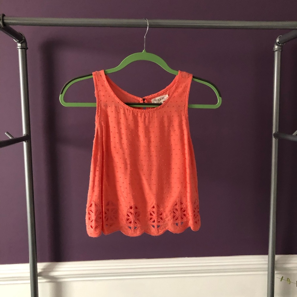 Coral scalloped crop top